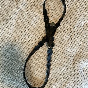 Braided Black Faux Leather Belt